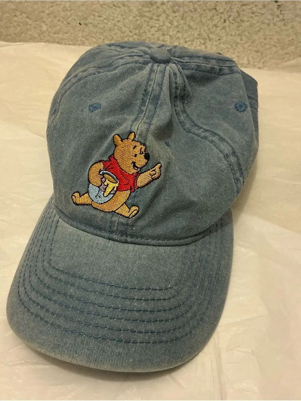 Vintage Denim Winnie The Pooh And Piglet Pals Hat Stretch Back Disney Cap Unisex